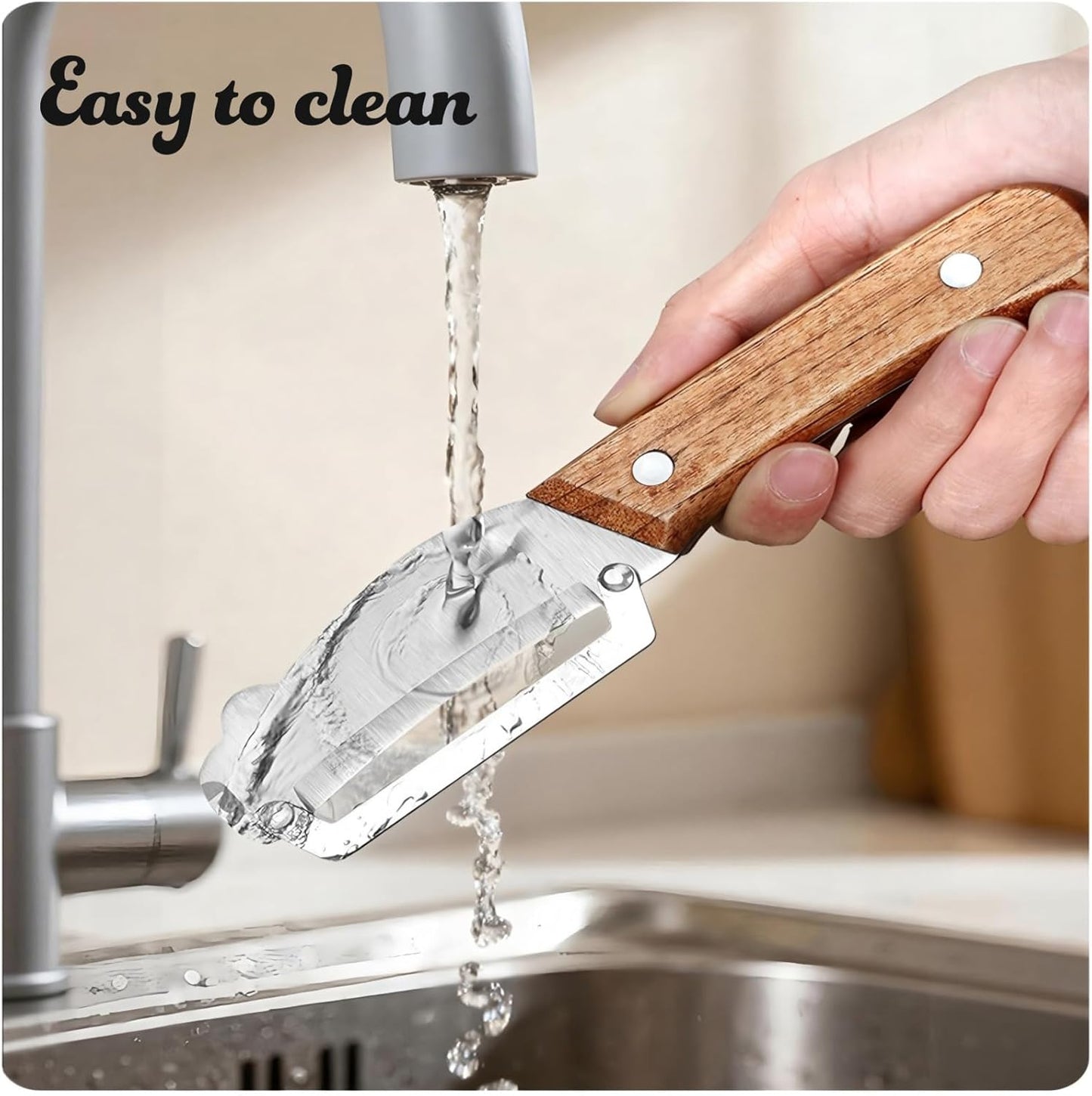 Vegetable Peeler with Wooden Handle and Stainless Steel Blade for Veggie Potato Carrot Apple Fruit Kitchen Tool