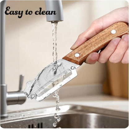 Vegetable Peeler with Wooden Handle and Stainless Steel Blade for Veggie Potato Carrot Apple Fruit Kitchen Tool
