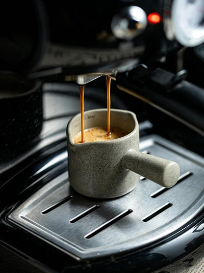 Espresso Cups Ceramic, 200ML Espresso Measuring Cup with Handle, Expresso Shots Cups with Scale, Espresso Accessories, White