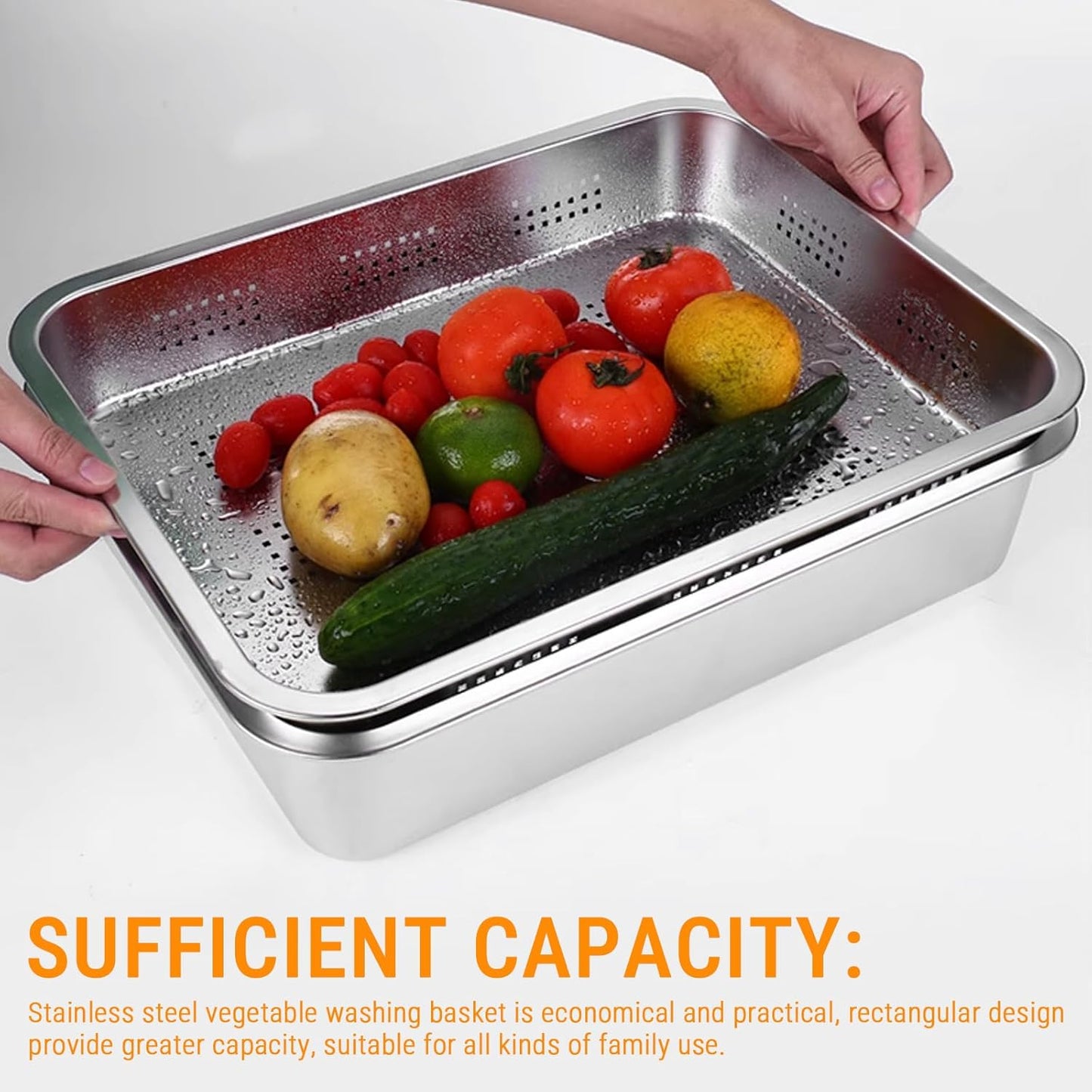 Rectangle Strainer, Stainless Steel Mesh Over The Sink Colander Sink Basket Fine Mesh Strainer Baskets Vegetable Fruit Colander Strainer Kitchen Tools