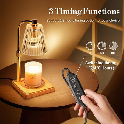 Marycele Candle Warmer Lamp with Timer & Dimmer - Mothers Day Gifts for Women Mom Her, Aesthetic Office Home Decor, Adjustable Height Wax Melter for Candle Jar & 3-Wick Candles (2 Bulbs Included)