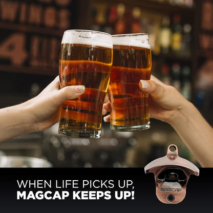 Outdoor Bottle Opener Wall Mounted - Style Magnetic Beer Bottle Opener that Catches Caps - Easy to Install and Incredibly Convenient (Gunmetal Black)