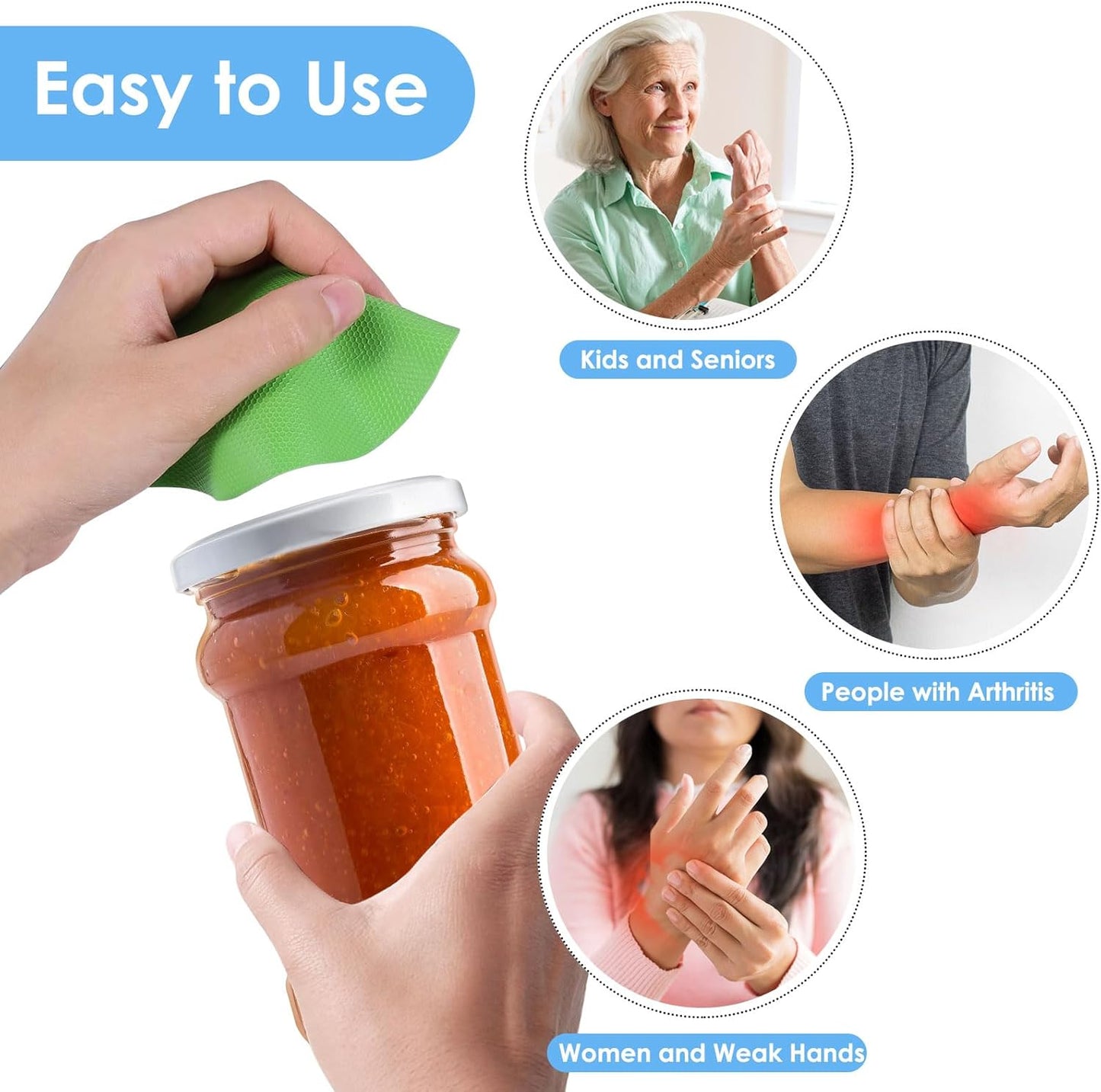Rubber Jar Opener, 4PCS Jar Opener for Weak Hands, Rubber Jar Opener Gripper Pad for Seniors with Arthritis, Heat Insulation Kitchen Coasters