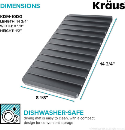 Kraus Multipurpose Over-Sink Roll-Up Dish Drying Rack, Colander and Trivet in Dark Grey, KRM-10DG