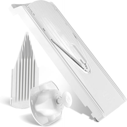 Börner Mandoline Slicer V3 (Basic Set) • V-Slicer for Vegetables & Fruits • Adjustable Kitchen Slicer • 3 Thickness Settings • With Rubber Feet & Stainless Steel V-Blade • Color: White