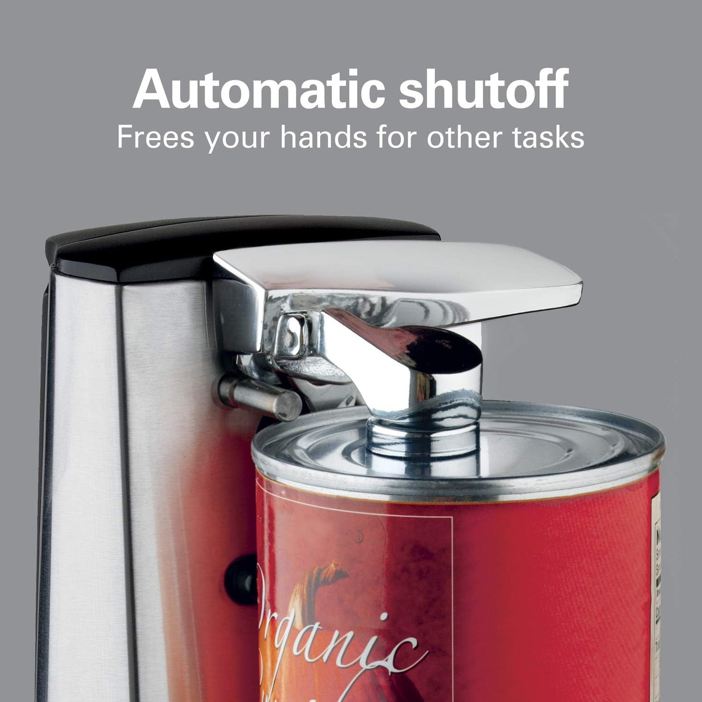 Hamilton Beach Extra-Tall Electric Automatic Can Opener with Easy-Clean Detachable Cutting Lever, Cord Storage, Knife Sharpener, Black (76702)