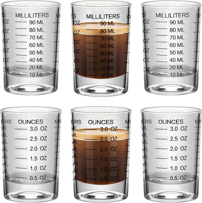 2Pcs Shot Glass Measuring Cup 3 Ounce/90ML Liquid Heavy High Espresso Glass Cup Black Line Espresso Shot Glasses with Measurement (2)