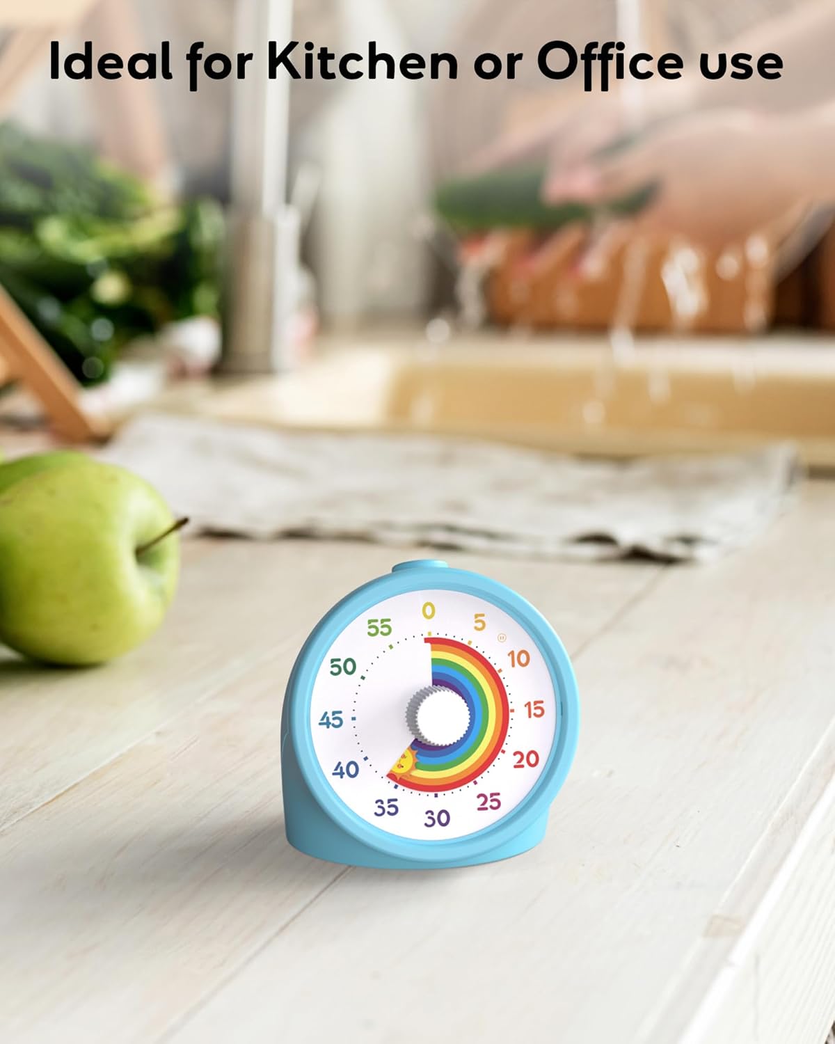 BellMan Visual Timer with Pause Button, 60 Minute Countdown Rainbow Timer for Kids and Adults with Silent Operation, Study and Meetings Time Management Tool, Design for Home, Office and Gift, White
