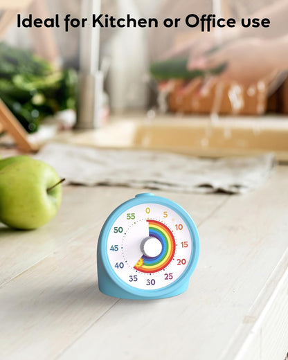 BellMan Visual Timer with Pause Button, 60 Minute Countdown Rainbow Timer for Kids and Adults with Silent Operation, Study and Meetings Time Management Tool, Design for Home, Office and Gift, White