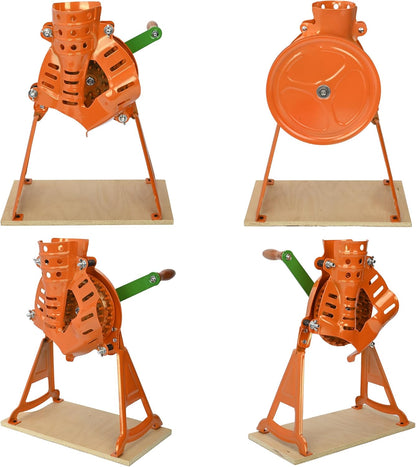 Corn Sheller and Stripper Machine - Hand Crank & Electric Corn on the Cob Remover with Fixed Wooden Base, Sturdy All-in-One Shelling Design