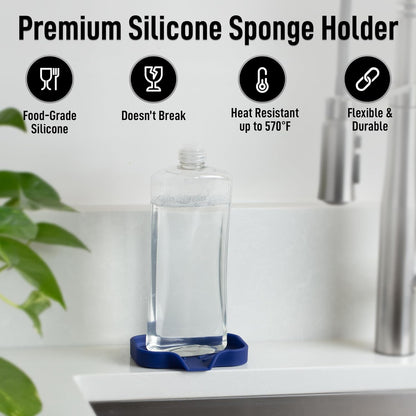 Zulay Kitchen (9x3.5in Sponge Holder for Kitchen Sink - Flexible Heavy-duty Multipurpose Sink Caddy - Counter Organizer for Kitchen, Bathroom, Makeup, Trinkets & More! (Grey)