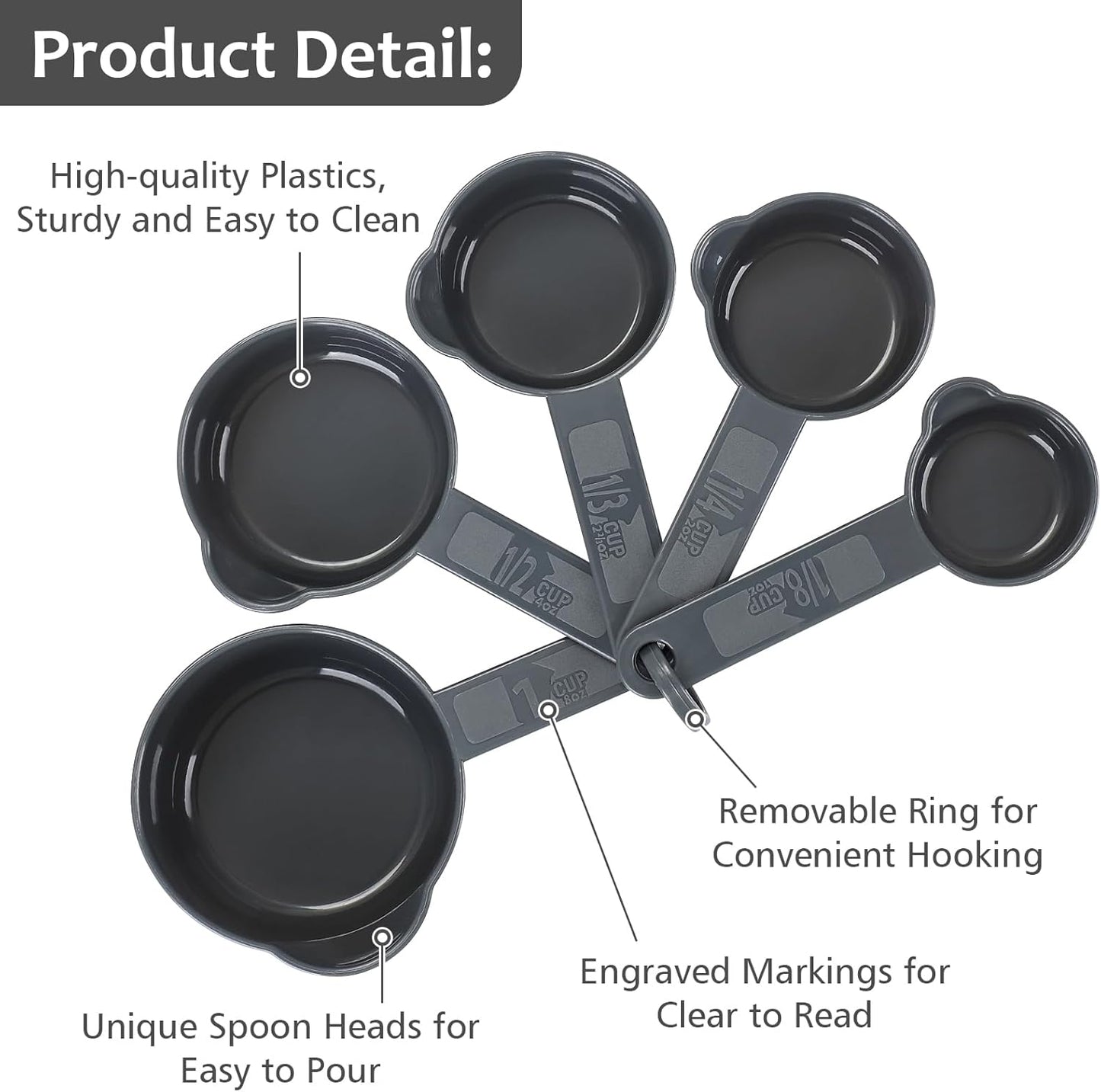 Accmor Measuring Cups & Spoons Set, Plastic Cooking Baking Tools Measuring Spoons Cups, 11 Piece Different Capacities Tablespoons Kitchen Gadgets Nesting Measure Sets for Dry Liquid Ingredients