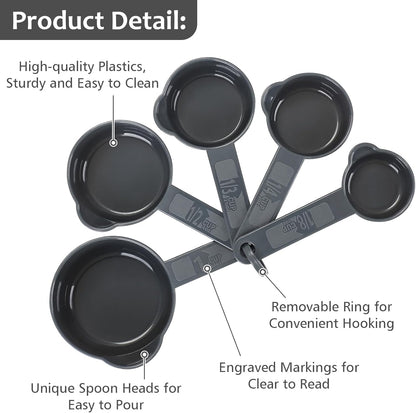 Accmor Measuring Cups & Spoons Set, Plastic Cooking Baking Tools Measuring Spoons Cups, 11 Piece Different Capacities Tablespoons Kitchen Gadgets Nesting Measure Sets for Dry Liquid Ingredients