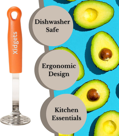 2pc Avocado Tool Set in Box - 3-in-1 Avocado Slicer with Cutter & Pit Remover + Mini Masher - Kitchen Utensil Gift Set for Guacamole Lovers by Xidgets (Zippy Green/Zippy Green)
