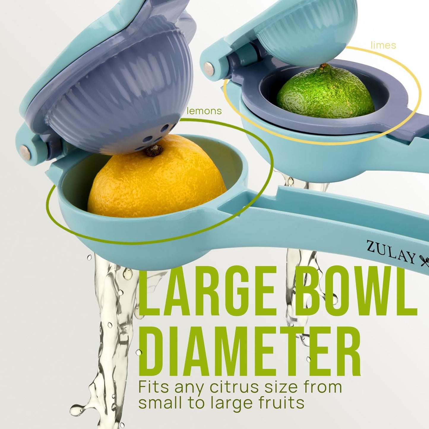 Zulay Kitchen Metal 2-in-1 Lemon Squeezer - Sturdy Max Extraction Hand Juicer Lemon Squeezer Gets Every Last Drop - Easy to Clean Manual Citrus Juicer - Easy-Use Lemon Juicer Squeezer - Yellow/Green