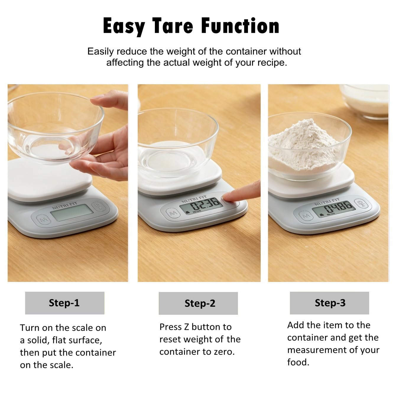 Food Scale Kitchen Scale Weight Grams and Ounces Small Digital Scale for Weight Loss Baking Cooking Coffee of NUTRI FIT, Max 11lb 0.5g Increment, LCD Smart Tare, Easy to Use for Travel, AAA Battery