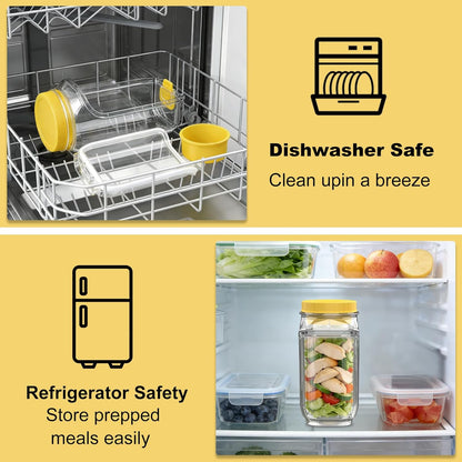 FNHMSL Side-Opening Mason Salad Jar, Portable (35 oZ) 1000ml Salad Container with Leakproof Dressing Cup, Includes Spoon and Cleaning Brush, Perfect for Meal Prep, Gym, Office, Picnic and Travel