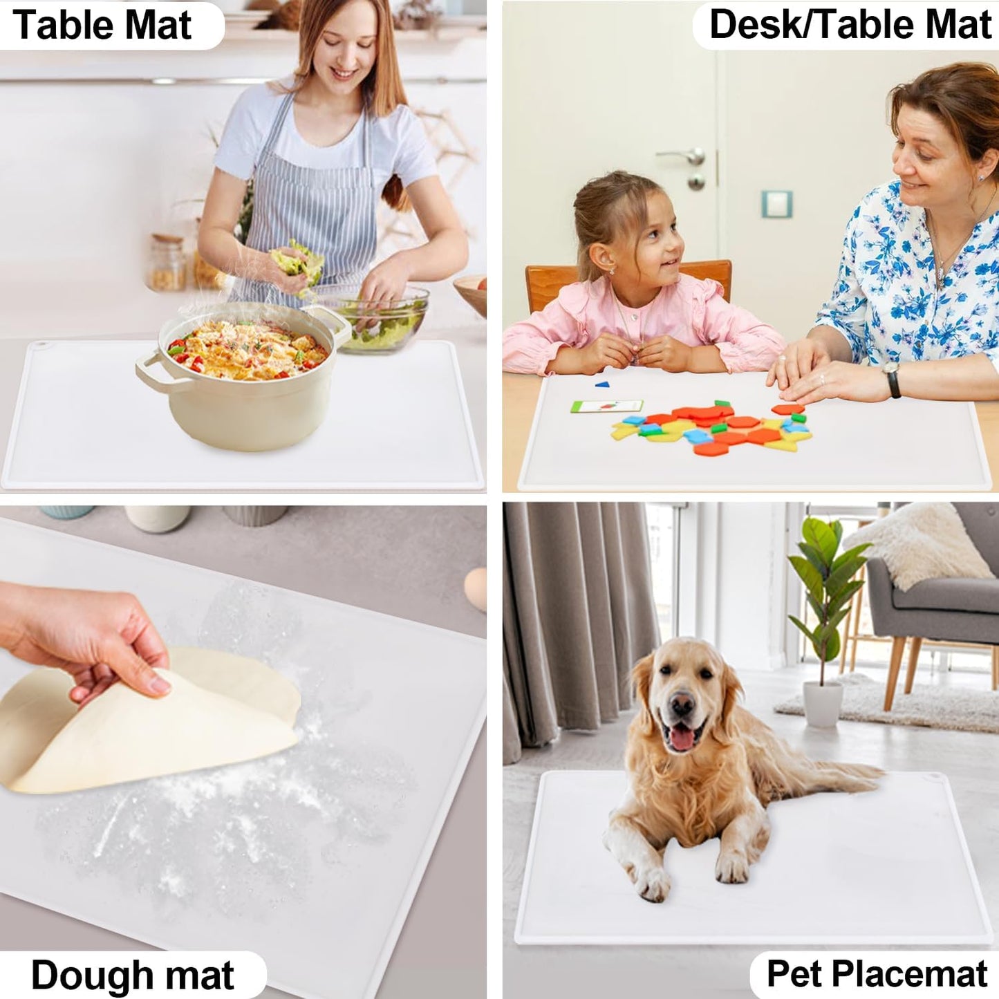 Standard Silicone Mat,Black Baking Mat-Food Grade Kids Dinner Table Placemat Non Slip Counter Mat with Raised Edges Heat Resistant Mat for Air Fryer Nonstick Pastry Dough Mat(1 Pack 23.6'' x 15.7'')