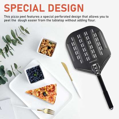 Perforated Pizza Peels 6 INCH pizza spatula paddle Long Handle Metal Pizza Spatula for Indoor and Outdoor (6 Inch)