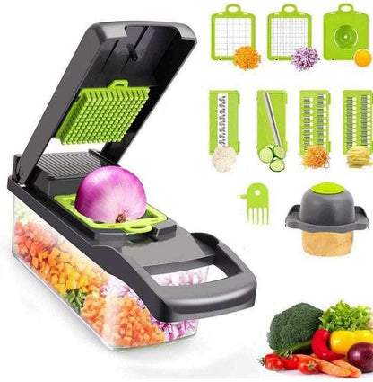 Vegetable Chopper, Pro Onion Chopper Multifunctional 16-in-1 Food Slicer, Premium Copper-Infused Vegetable Cutter with 12 Stainless Steel Blades, Manual Dicer & Bread Slicer