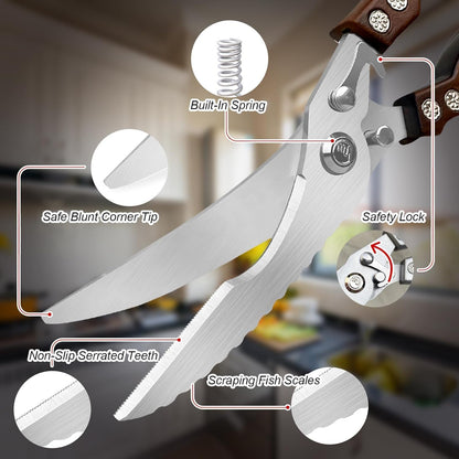 Herb Scissors, Shallot Scissors, Multipurpose 5 Blade Kitchen Herb Shears, Herb Cutter with Safety Cover and Cleaning Comb for Chopping Shallot Basil Chive Parsley
