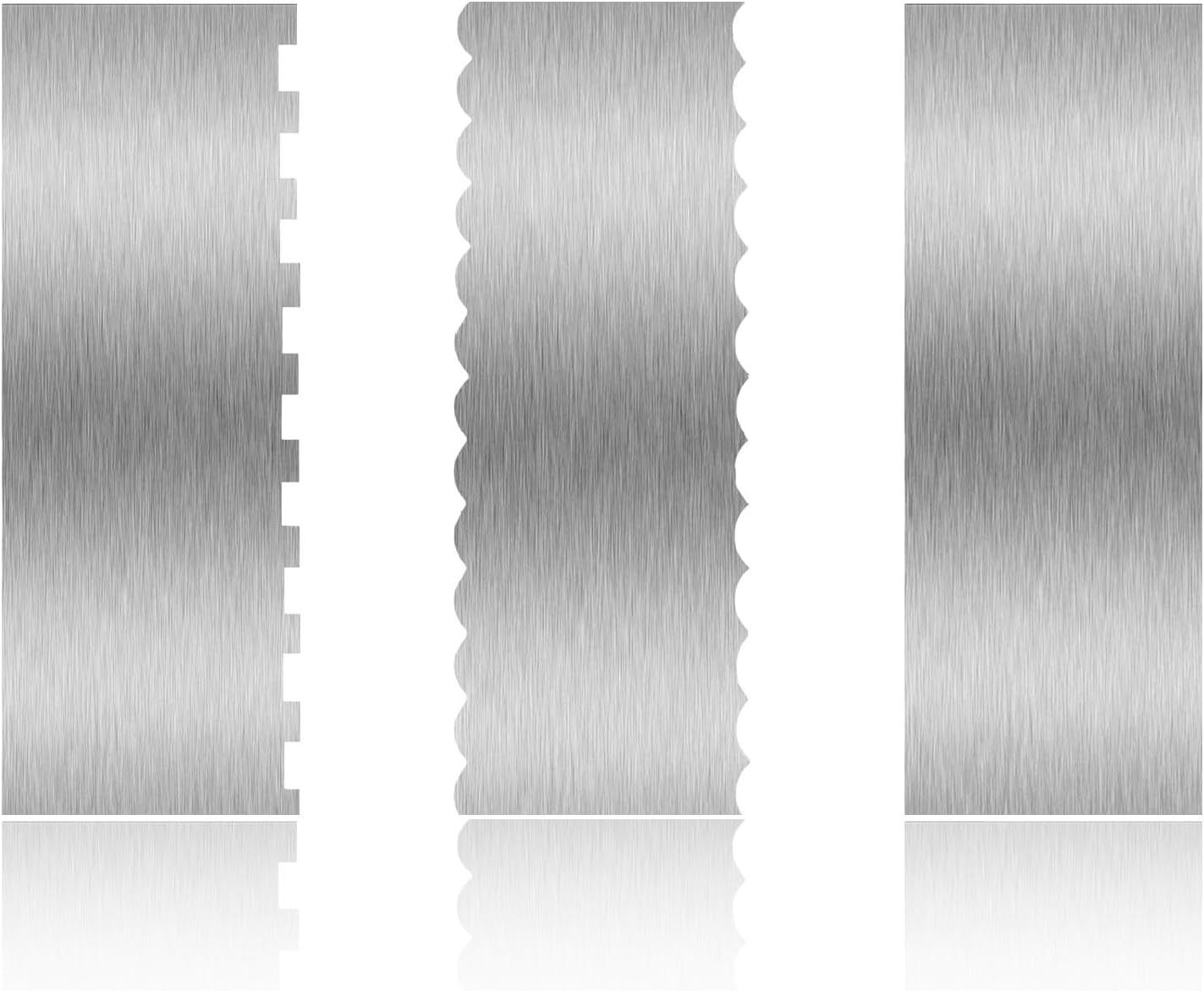9 Inch Stainless Steel Cake Scraper, Cream Cake Scraper Sided Patterned Edge Stripe Edge Smoother Scraper Cake Smoother Frosting Scraper Cake Decorating Comb for Mousse Butter Cream