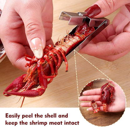2025 New Stainless Steel Crawfish Peeler Tool，Crawfish Quick Peeler，Efficient Easily Peeling Shrimp Tails，Clean Convenient and Smart Seafood Sheller Tool for Families and Restaurants