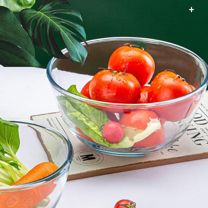 Large Glass Mixing Bowl with Lid, Clear Glass Salad Cooking Bowls for Sourdough, Salad and Storage Prepping and Baking Food Storage Set