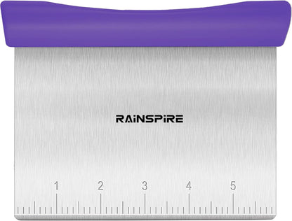 Upgraded 304 Stainless Steel Multi-Purpose Bench Scraper with Measurement Marks, Dishwasher Safe, Dough Cutter for Pizza, Bread and Cookie Dough Vegetable Chopper, Baking Supplies, Mint Green