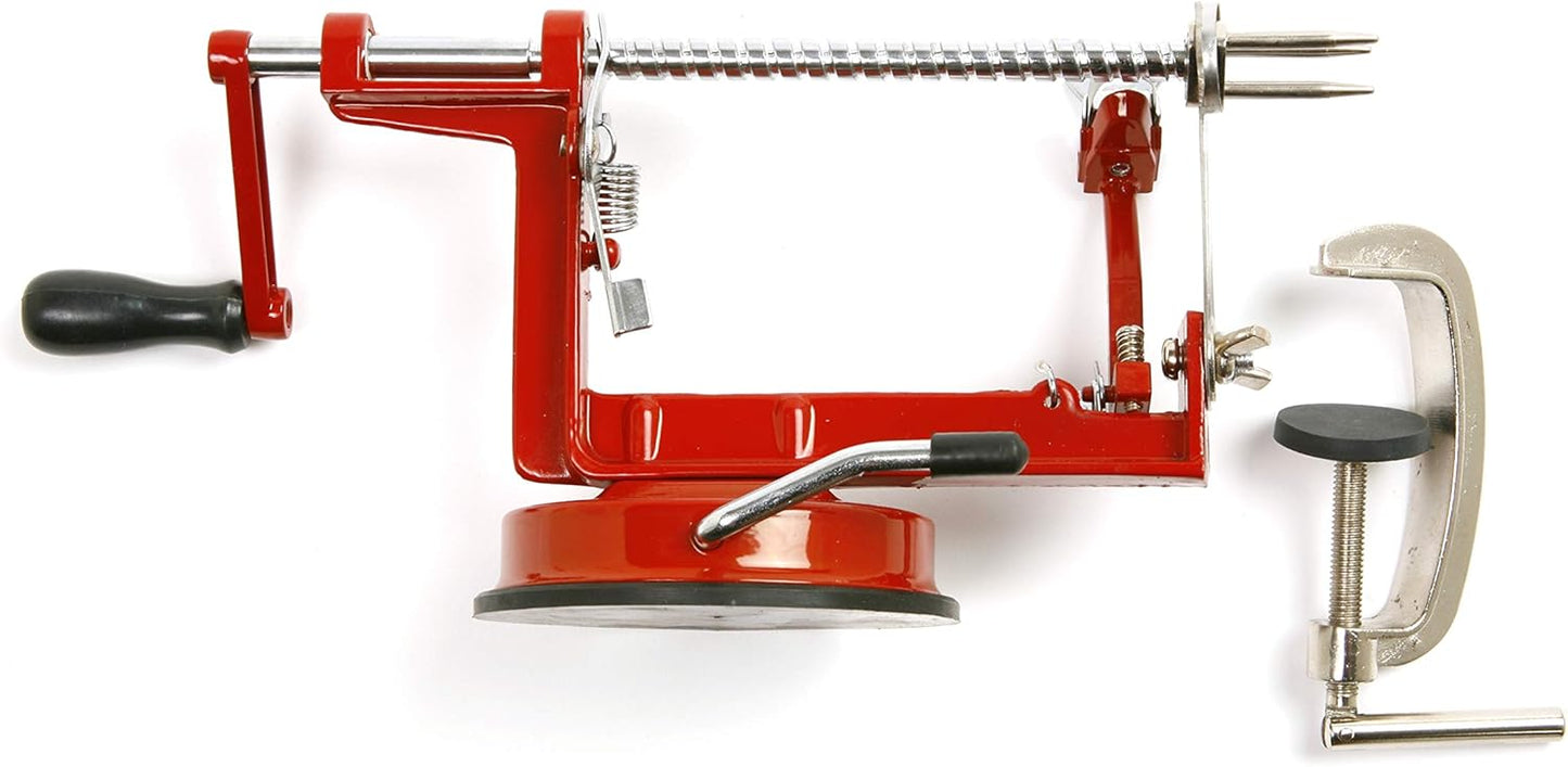 Norpro Apple Master-Apple, Potato, Parer, Slicer & Corer with Vacuum Base & Clamp,Red