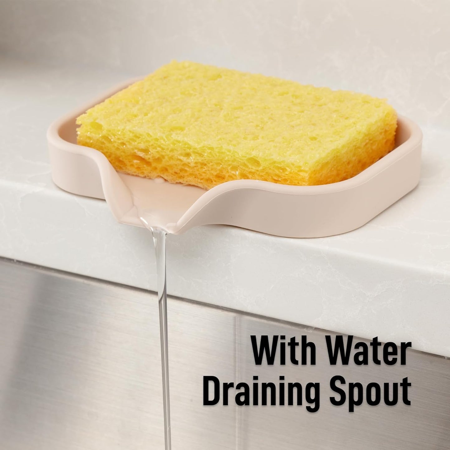 Zulay Kitchen (9x3.5in Sponge Holder for Kitchen Sink - Flexible Heavy-duty Multipurpose Sink Caddy - Counter Organizer for Kitchen, Bathroom, Makeup, Trinkets & More! (Grey)