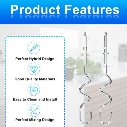 2pcs Hand Mixer Beaters Attachments Compatible with BLACK & DECKER, Universal Stainless Steel Electric Hand Mixer Whisk Replacement for Cooking and Baking
