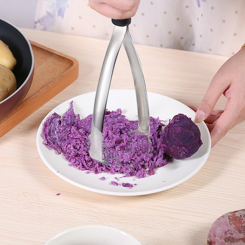 Joyoldelf Heavy Duty Stainless Steel Potato Masher with Potato Peelers, Masher Kitchen Tool & Food Masher/Potato Smasher with Silicone Handle, Perfect for Bean, Vegetable, Fruits, Avocado, Meat