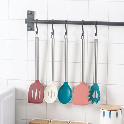 COOK WITH COLOR Silicone Cooking Utensils, Kitchen Utensil Set, Easy to Clean Silicone Kitchen Utensils, Cooking Utensils for Nonstick Cookware, Kitchen Gadgets Set, 10 Pieces, Green