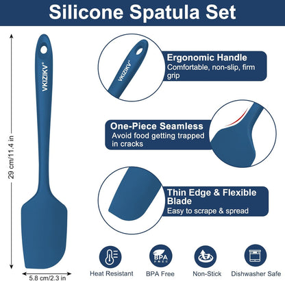 4 Pcs Silicone Spatula Set, 11.4 In, 600°F Heat Resistant Rubber Spatulas for Baking, Cooking & Mixing, Flexible and Non-Stick Kitchen Utensils, Seamless & Dishwasher Safe (Multicolor)