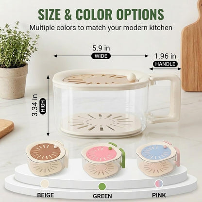 2-in-1 Fruit Washing Bowl with Strainer & Lid, Berry Container for Fridge, Plastic Produce Saver Drain Basket with Handle, Fruit Storage Container & Colander Bowl for Berries, Grapes, Lettuce
