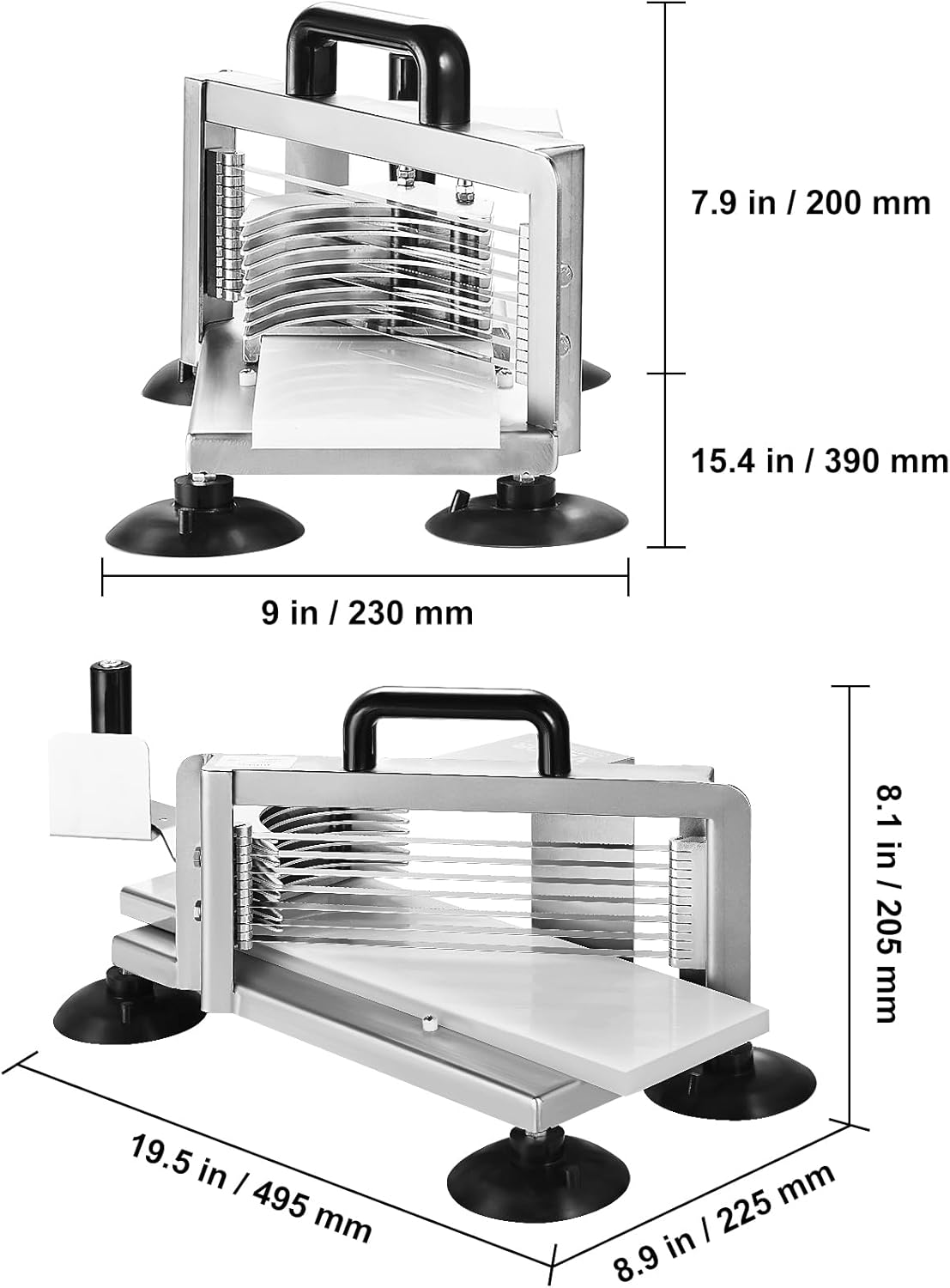 Happybuy Commercial Tomato Slicer, 3/16 inch Cutter, Stainless Steel, Manual with Non-slip Feet, for Various Veggies & Fruits