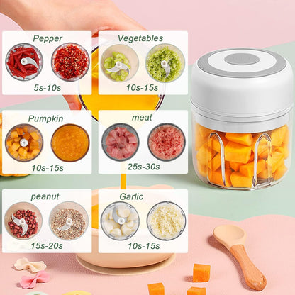 Electric Mini Garlic Chopper, 100ML Food Chopper Garlic Mincer USB, Portable Small Food Processor for Vegetables