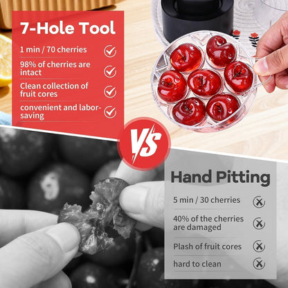 7-Hole Cherry Pitter Tool – Multi Cherry Pitter Pit Remover Corer, Mess-Free Fruit Stoner for Cherry Jam, Baking & Kitchen Prep