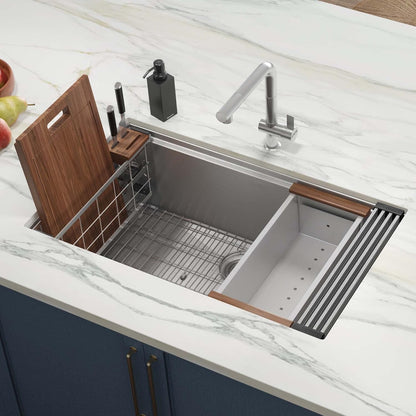 Ruvati Wood Platform with Mixing Bowl and Colander (complete set) for Workstation Sinks - RVA1288