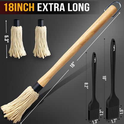 Walfos 600°F Heat Resistant Silicone Basting Brushes BPA Free Pastry Brush, Spread Oil Butter Sauce for BBQ Grill Baking Kitchen Cooking, Dishwasher Safe (2 SIZE)