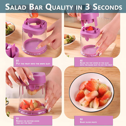 New Grape Cutter for Toddlers, Cutter Quarter Slicer Tool Into 4 Pieces for Slicing Grapes, Strawberries, Cherry, Tomatoes (Blue)