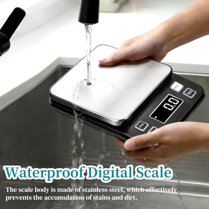 Waterproof Food Scale, 22lb Digital Kitchen Scale with Batteries, 304 Stainless Steel Precision Gram Scale for Baking, Cooking, Meal Prep, Tare Function