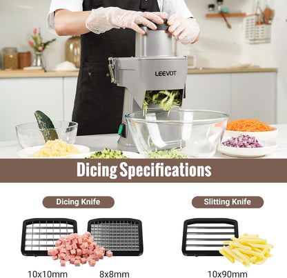 LEEVOT Commercial Vegetable Chopper 200W, Electric Food Processor for Slicing Dicing Shredding, Professional Veggie Cutter for Restaurant, Hotel School, Cafeteria, French Fry, Cheese Grater