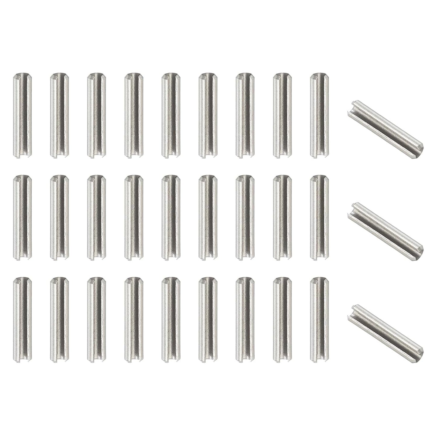PATIKIL Slotted Spring Pin, 50 Pcs 1/8" x 3/4" (3.2mm x 20mm) 304 Stainless Steel Split Roll Pins Spring Dowel for Home Improvement Automotive Machine Repair, Silver - Colors B