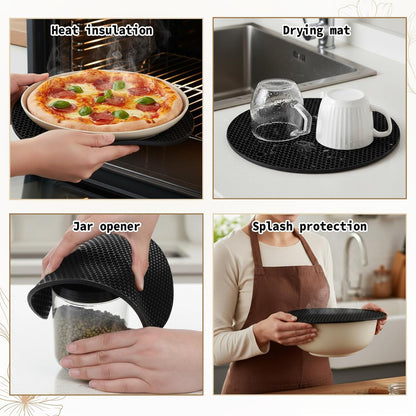 Silicone Microwave Mat, 9.25" Round Heat Resistant Silicone Trivet Mat, Double-Sided Honeycomb Structure, Non-Slip Microwave Splatter Cover Multifunctional Place Mats, Hot Pad, Hot Pot Holder