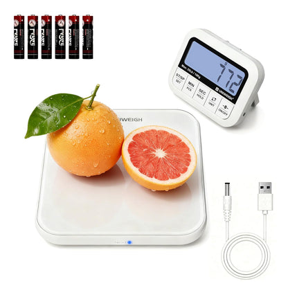 UNIWEIGH Digital Kitchen Food Scale 33lb-Detachable LCD Display,1g/0.1oz Precise Electronic Weight Scale for Baking, Tare/Hold/Timer Function, Glass Platform, Count Mode, Wall-Mount & Tilt Stand