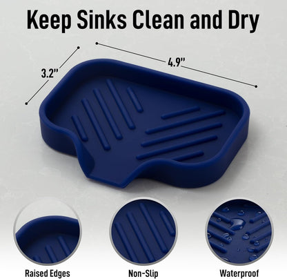 Zulay Kitchen (9x3.5in Sponge Holder for Kitchen Sink - Flexible Heavy-duty Multipurpose Sink Caddy - Counter Organizer for Kitchen, Bathroom, Makeup, Trinkets & More! (Grey)
