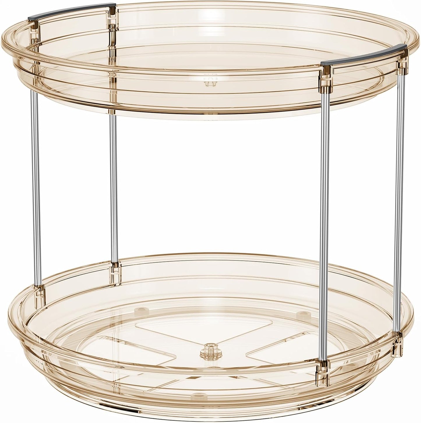 LAMU 2 Tier Lazy Susan Turntable Organizer 9.25'' Rotating Spice Rack Organization for Cabinet, Kitchen, Pantry, Countertop, Bathroom, Vanity, Medicine Cabinet Organizer, Clear