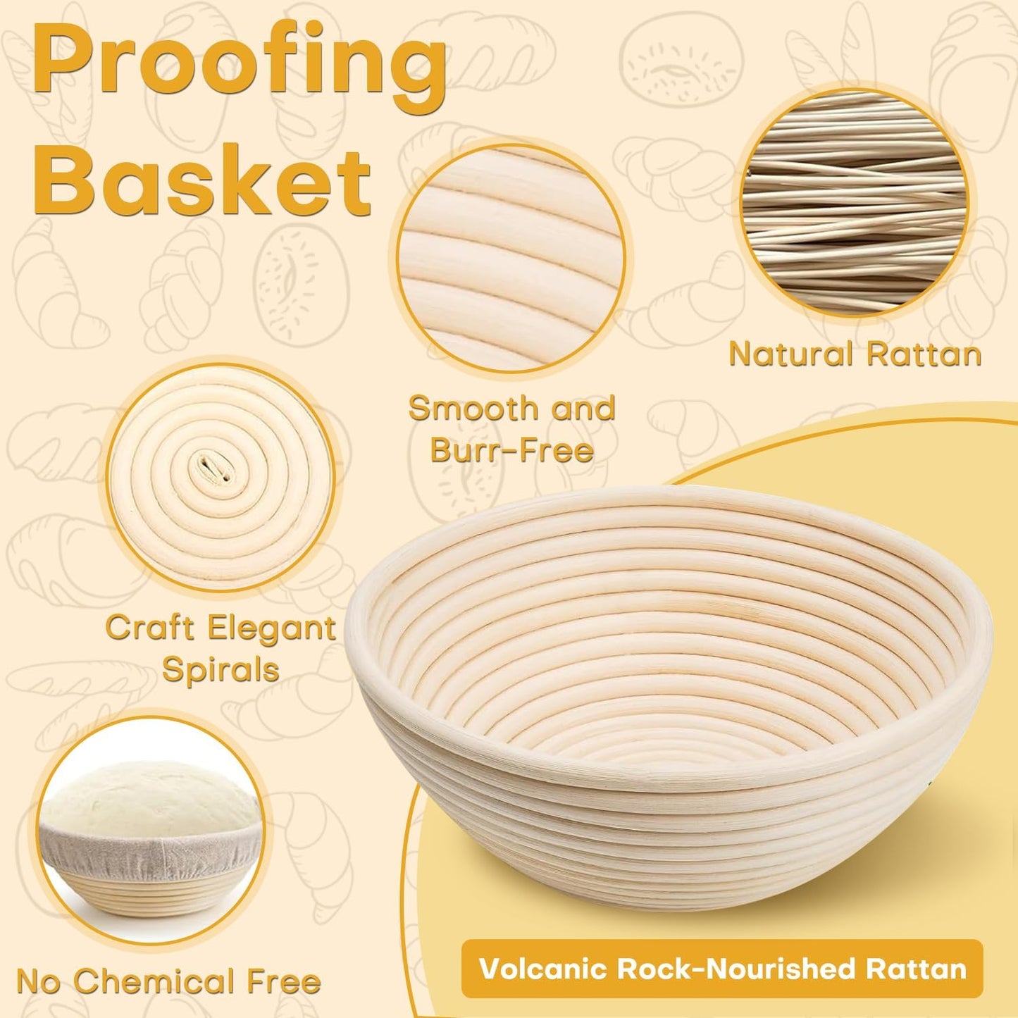 Sourdough Starter Kit, Sourdough Kit Include Banneton Proofing Basket, Sourdough Starter Jar, Bread Lame, Dough Scraper, Dough Whisk Scraper and Silicone Bread Sling